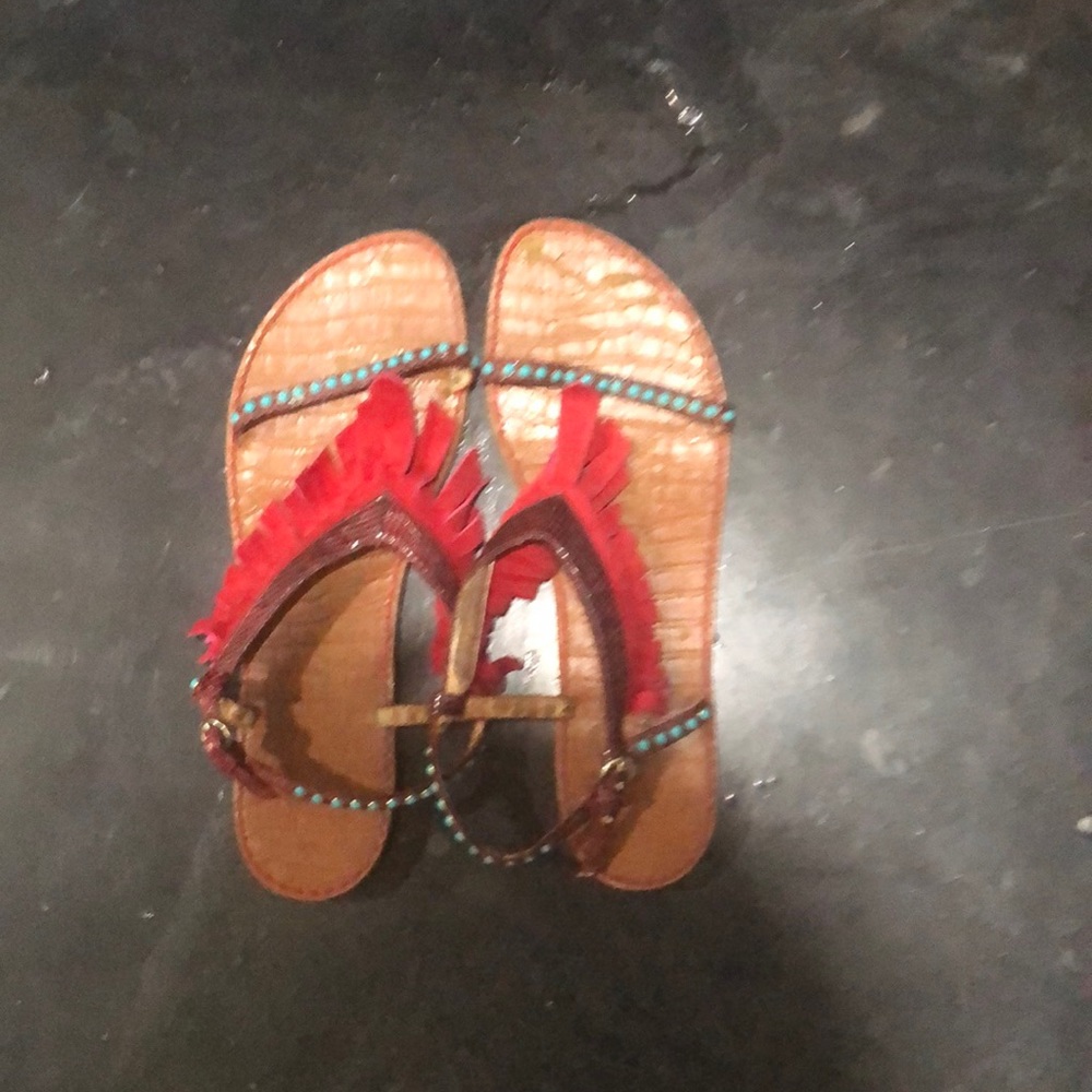 Sam Edelman Gemma boho sandals snake turquoise 10